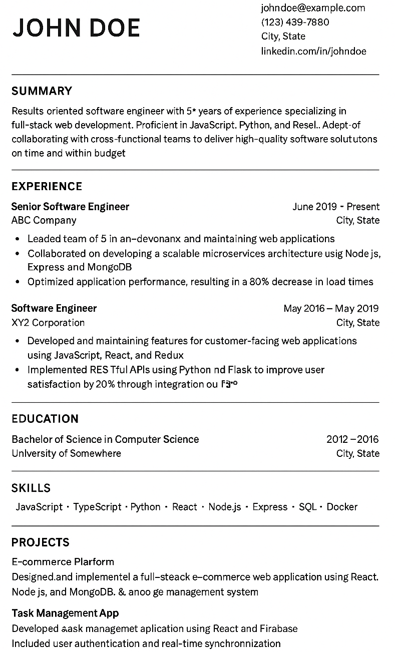 Professional resume example